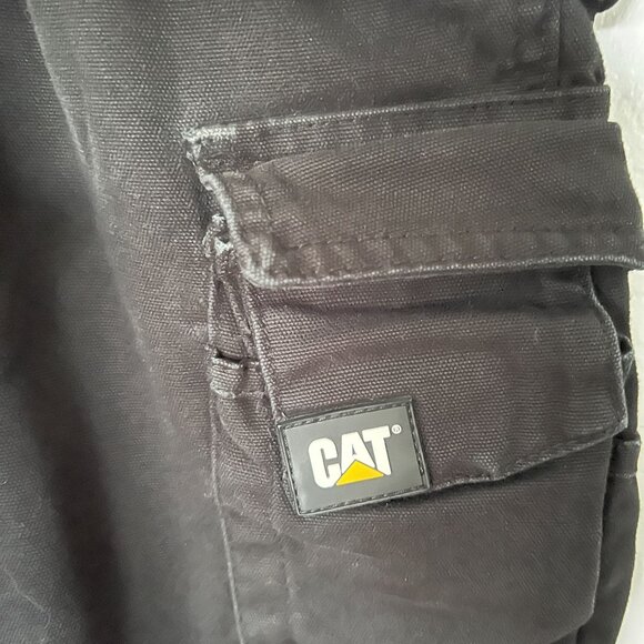 CAT Mens Black Workwear Cargo Pants With Multiple Pockets Size L Durable Cotton - Picture 2 of 13